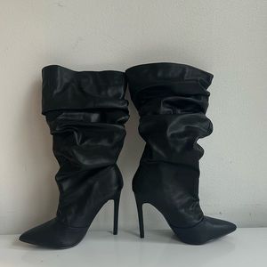 Ruffled High Heel Boots